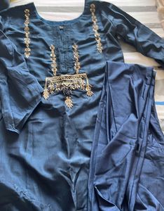 Embroidered Teal Kurta Set