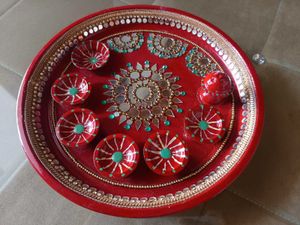 Handmade Decorated Pooja Thali