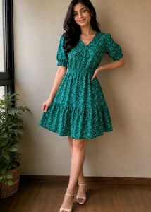 Green Floral Midi Dress