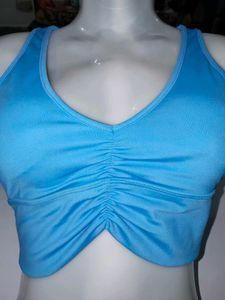 Avia Electric Sky Blue Workout Sports Bra (Size: X