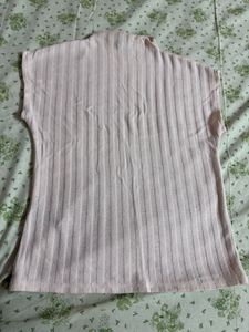 off-white Mock Neck Cap Sleeve Top