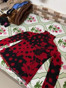Red & Black Polka Dot Dupatta