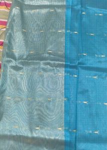 Elegant Sky Blue Saree with Gold Border