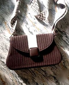 Chic Brown Striped Crossbody Bag