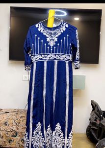 Elegant Navy Blue Embroidered Kurta Set