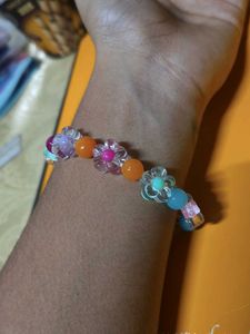 Beaded Flower Charm Bracelet