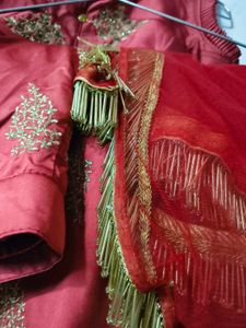 Elegant Maroon kurti with plazzo  Gold Embro