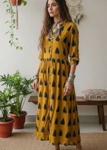 Gorgeous Mustard Coloured Ethnic Dress