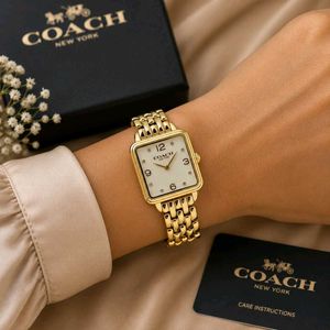 Coach New York Gold Square Dial WatchCass Quartz C