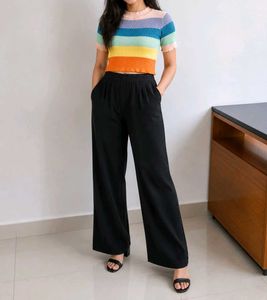 Retro Rainbow Stripe Knit Top