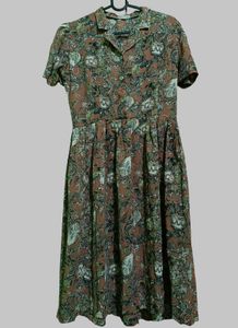 Vintage Print Midi Dress