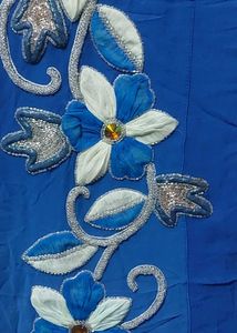 🪞Pure Vintage Blue Floral Saree