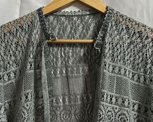 Gray Lace Open Front Cardigan