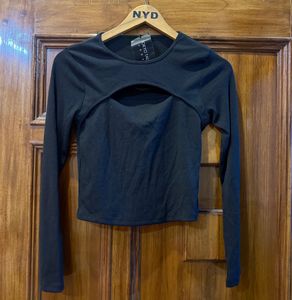 Black Cut-out Long Sleeve Top