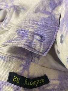 Pretty Purple Floral cotton short kurti with jeans