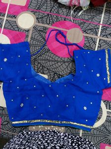 Royal Blue Colour Blouse Dry Cleaned No Flaws Have Margin Of 1.5 Inches.