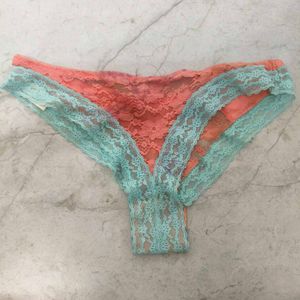 Lace Briefs - Coral & Mint