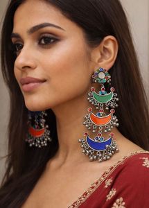 New Bohemian Multi-Color Jhumka Earrings