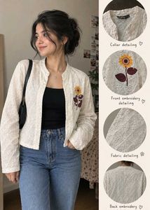 Chic Embroidered Eyelet Jacket