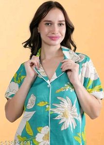 Floral Print Cotton Night Suit Set