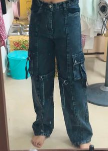 Stylish Dark Wash Cargo Jeans