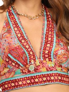 💐Boho Print Halter Neck Blouse