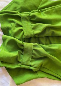Green Puff Sleeve Cropped Top