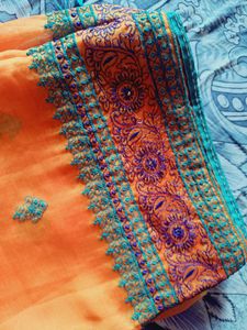 Orange Chiffon Saree