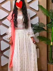 Ethnic Floor Length White Gown