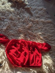 Red Off-Shoulder Crop Top