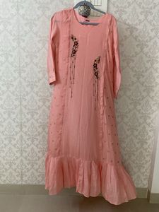 Peach Embroidered Kurta