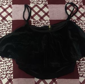 Black Velvet Layered Crop Top