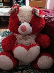 Adorable Red Teddy Bear with Heart