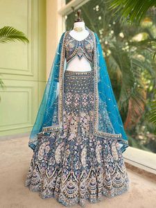 Exquisite Morni Blue Embellished Lehenga Set