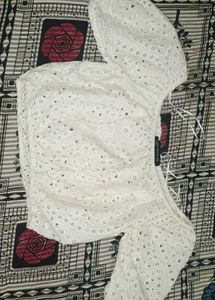 Chic White Eyelet Off-Shoulder Top