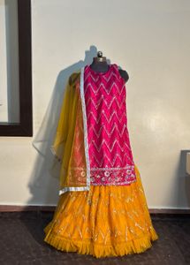 Pink &amp; Yellow Lehenga Choli Set