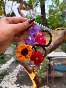 Cute Crochet Flower Hair Ties Set