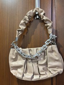 Chic Ruched Clutch with Silver Chain