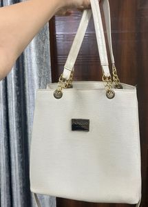 White  Textured Shoulder Bag