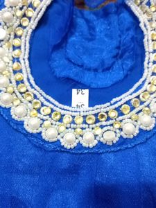 Elegant Blue Sequin Anarkali Dress with Dupatta
