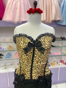 Leopard Print Corset Top with Bows