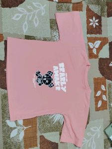 Cute Bear Graphic Pink T-Shirt