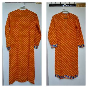 Stylish Orange Yellow Striped Kurta