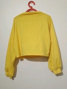 Cute Yellow Cropped Long Sleeve Top