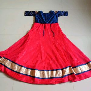Red &amp; Blue Anarkali Dress