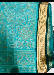 Green Silk Saree with Paisley Print