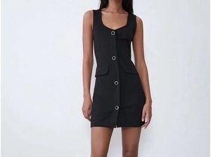 ZARA Chic Black Button-Front  Dress