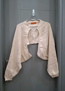 Cream Knit Cropped Cardigan