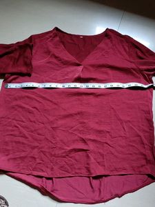 Maroon V-Neck Casual Top