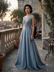 Elegant Light Blue Maxi Dress